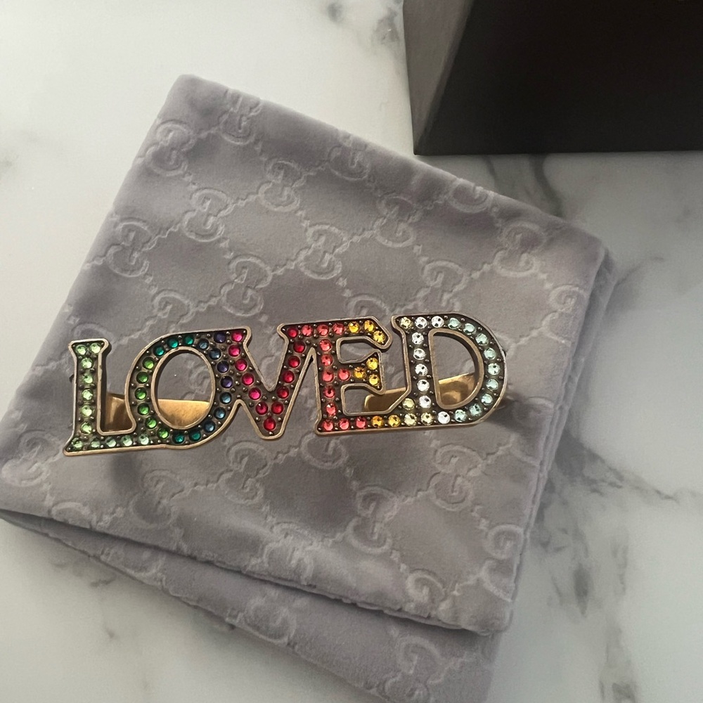 Gucci Gold and Multicolor 'Loved' Brooch - Picture 2 of 6